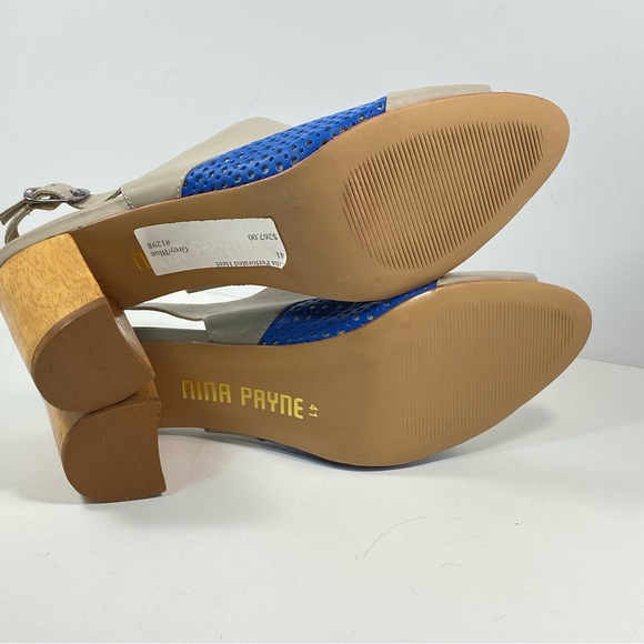 Anthropologie Nina Payne 10.5 11 Slingback Sandal Lina Heels Blue Leather EU 41 - Picture 9 of 10